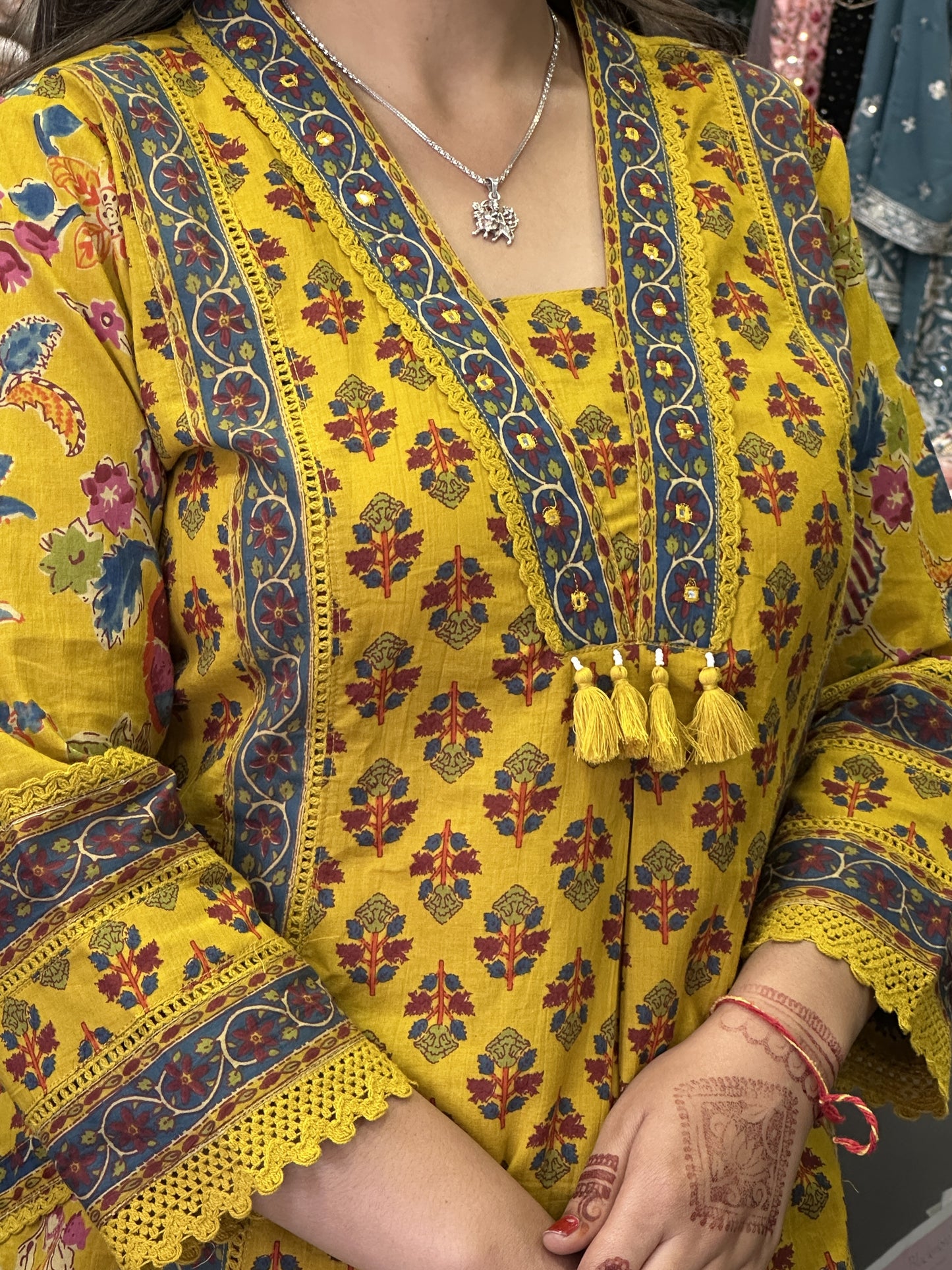 V Neck Pure Cotton Full Printed Anarkali Suit Both Side Pocket Style with Pant and Full Cotton Duppata
