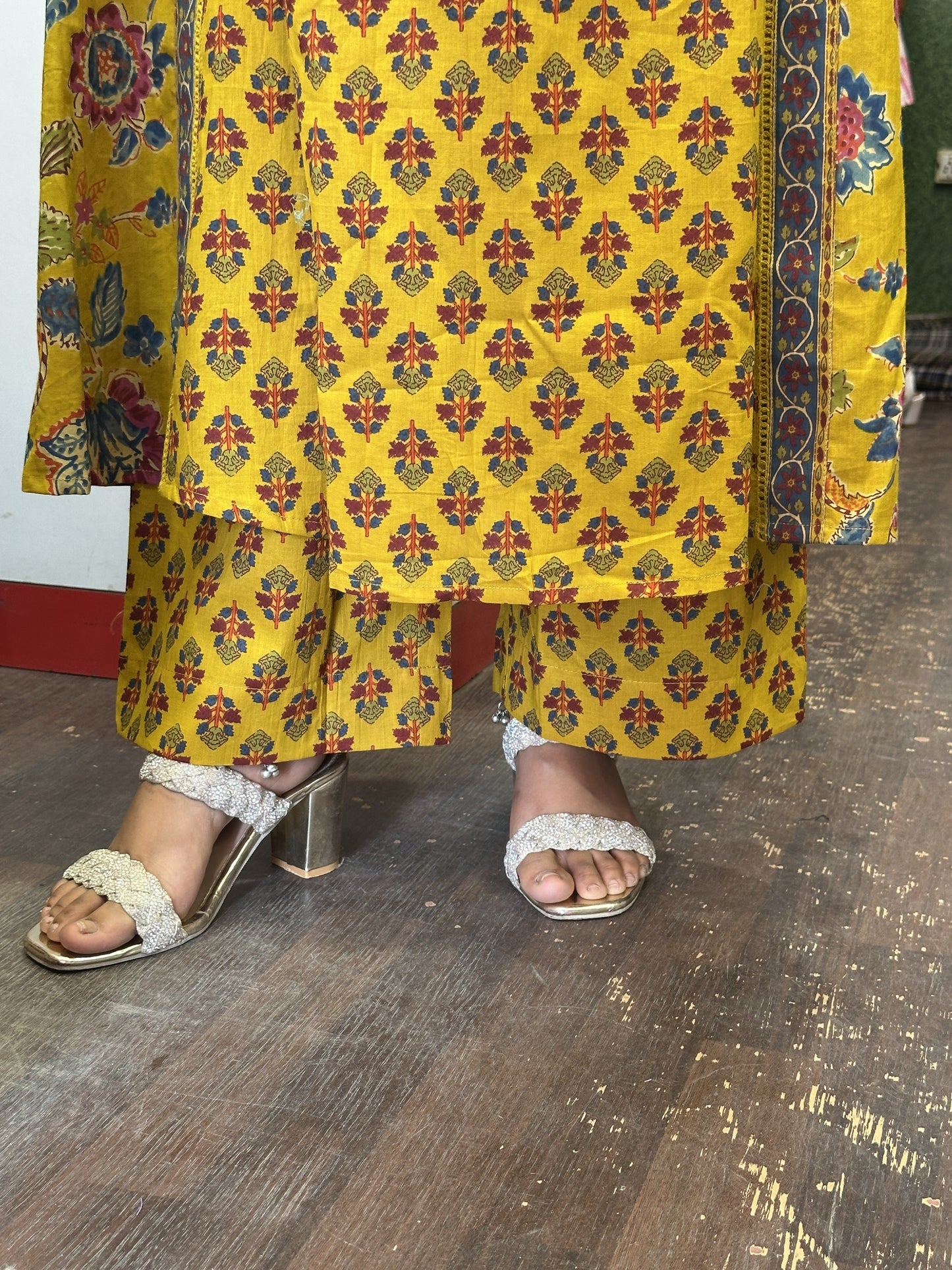 V Neck Pure Cotton Full Printed Anarkali Suit Both Side Pocket Style with Pant and Full Cotton Duppata