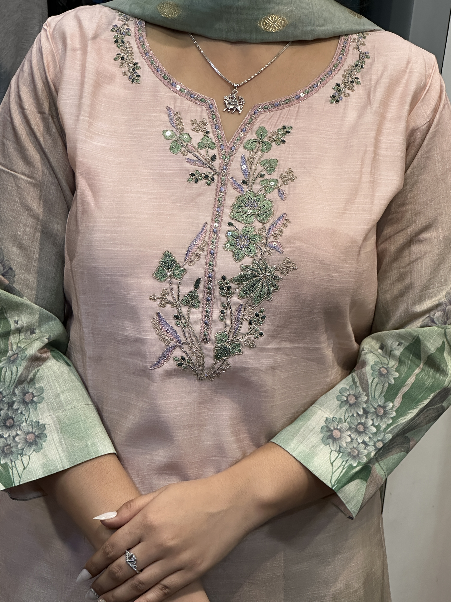 Premium Silmona Soft Slub Silk Digital Printed Straight Kurti with Mal Lining Designer Dori Coding Neck Embroidery with Silk Jaquard Digital Printed Dupatta