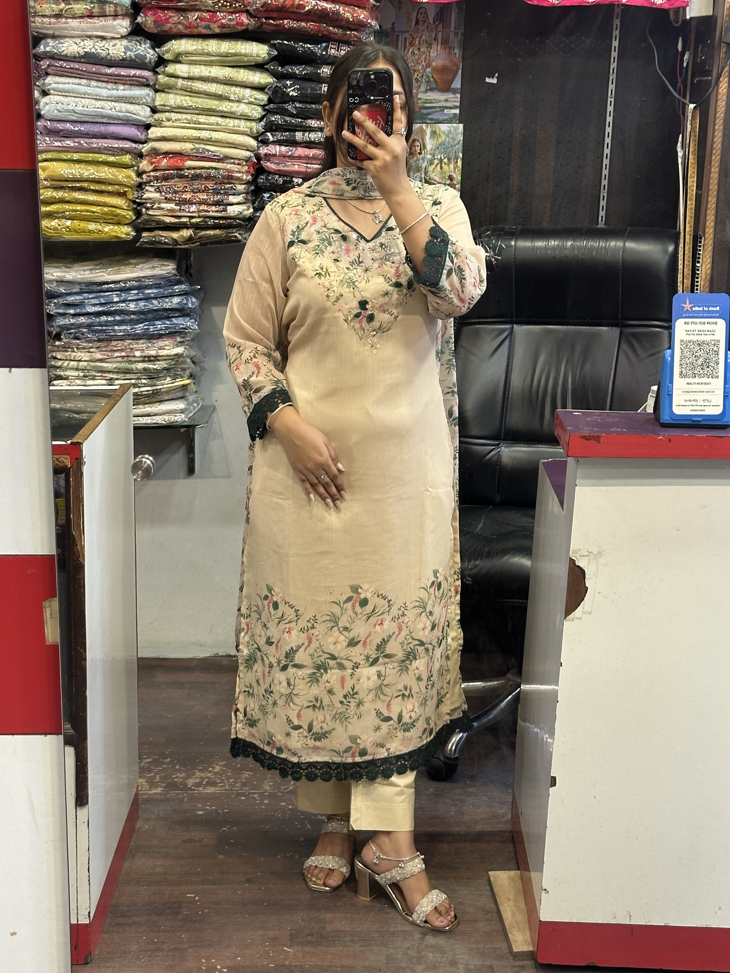 Festival Special 3pc Suit in Soft Chiffon Embroidered with Lining Pant and Printed Full Dupatta