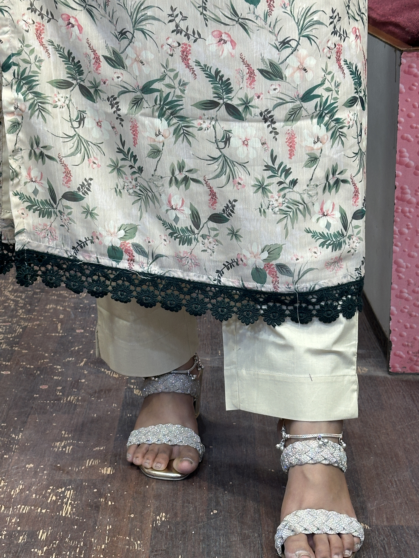 Festival Special 3pc Suit in Soft Chiffon Embroidered with Lining Pant and Printed Full Dupatta