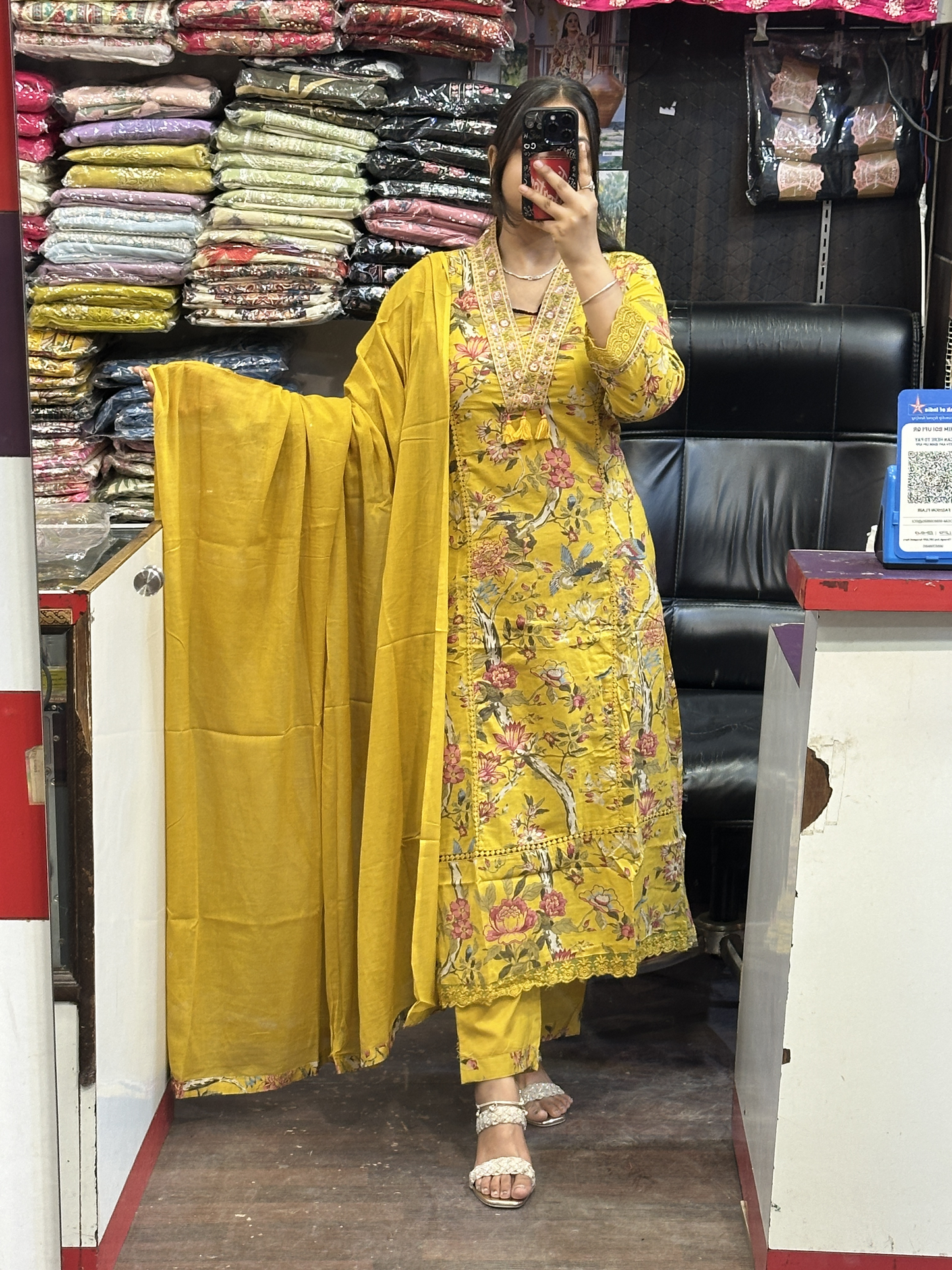 π· Summer Cool Mustard Yellow Pure Cotton Aline Suit with Full Pure Cotton Dupatta and Plazo
