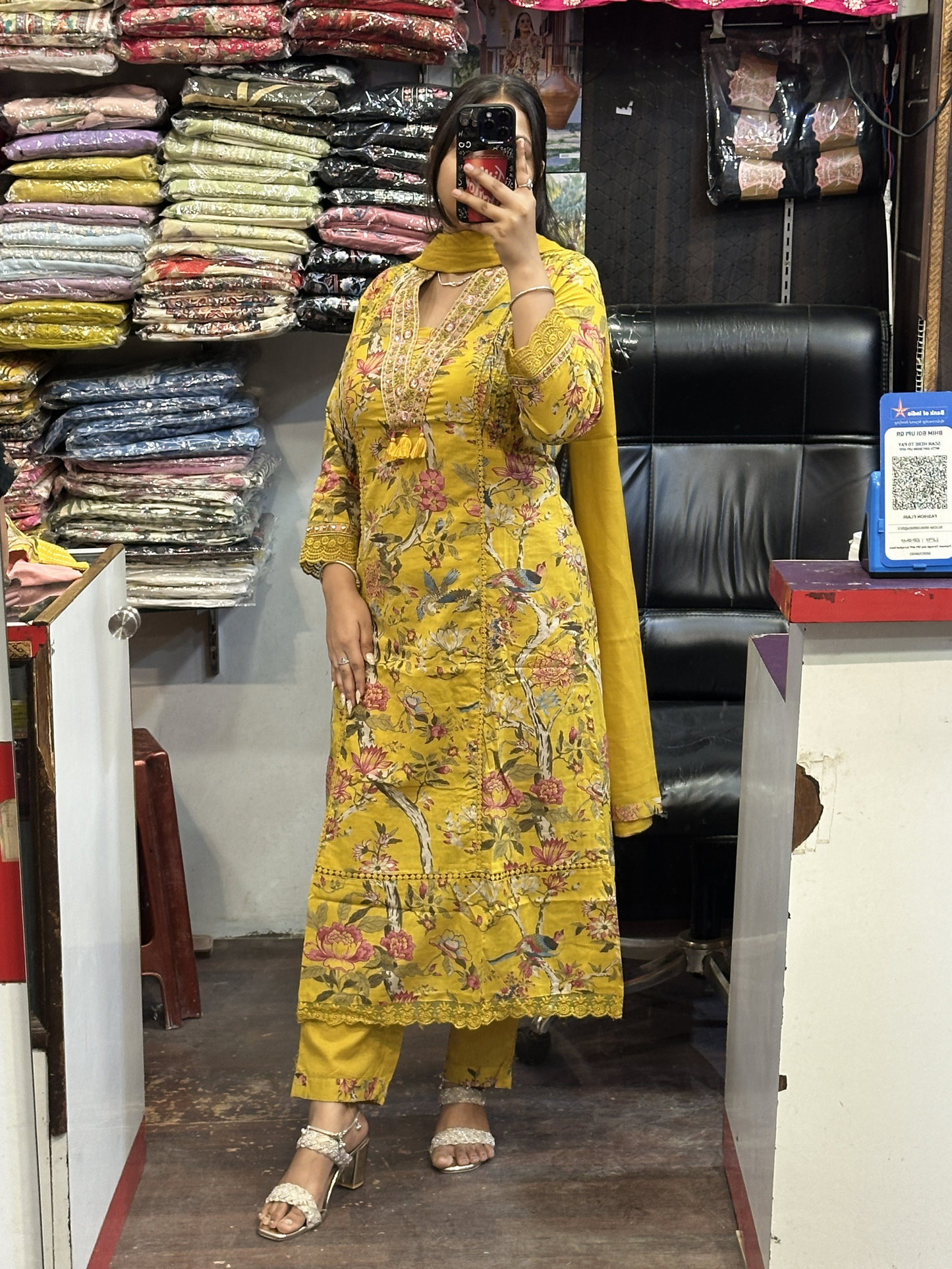 π· Summer Cool Mustard Yellow Pure Cotton Aline Suit with Full Pure Cotton Dupatta and Plazo
