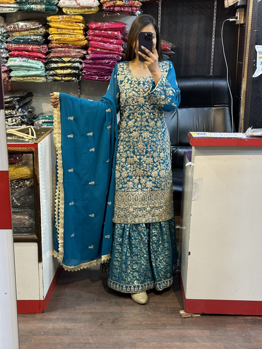 Heavy Shrara Suit WIth Dupatta In Georget