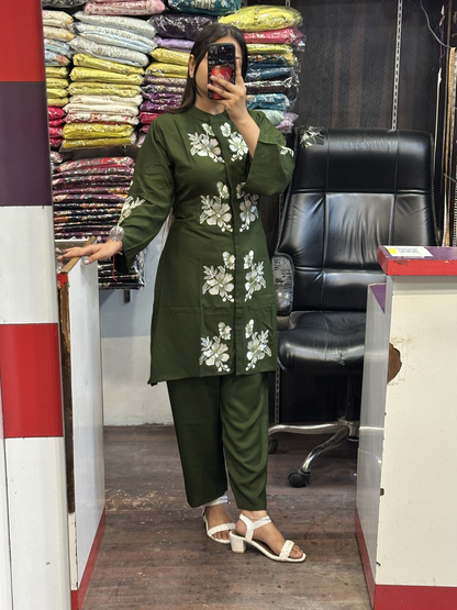 Most Trending Coord Set in Rayon Cotton with Full Embroidery
