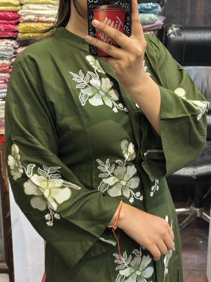 Most Trending Coord Set in Rayon Cotton with Full Embroidery