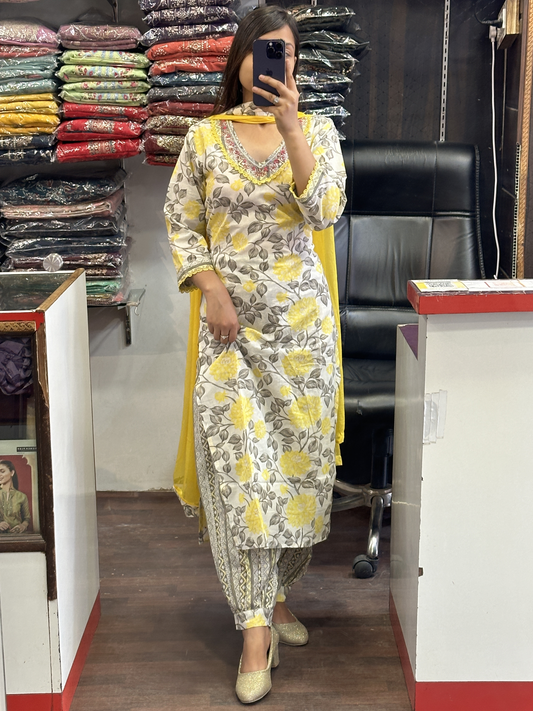 Pure Cotton printed Afgani Salwar Suit with Pure Dupatta